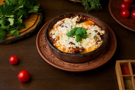 Тушеные овощи с сыром сулугуни 